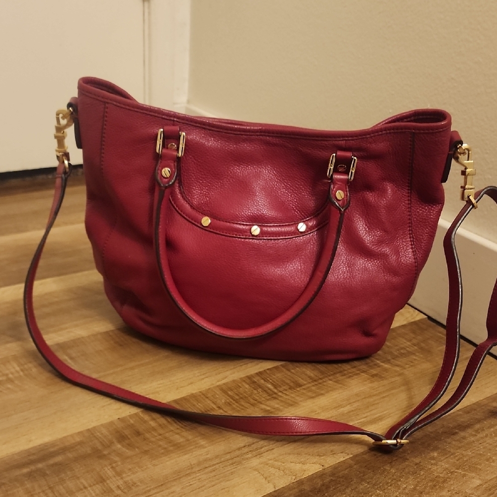 Tory Burch Amanda Fuchsia Leather Hobo Shoulder Bag w/ Crossbody Strap - Picture 3 of 12